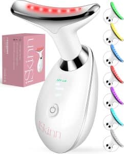 Face Neck Arm Massager Red Light Therapy for Face Lymphatic Drainage Tool with 7 Color LED Soothing Heat 10000 Vibrations for Sculpting Lifting Turkey Neck Tightening Device
